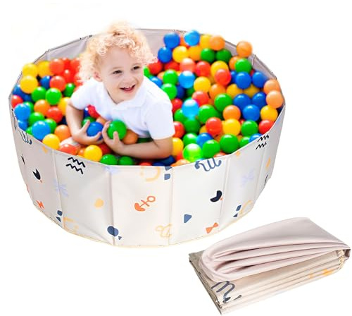 KBIBCK Bällebad, Faltbares Baby Bällebad, 80CM Kinder Bällebad für Kinder Mädchen Jungen, Tragbares Baby Runde Ozean Bälle Pool für Hunde Katzen Indoor Outdoor, Bälle Nicht Enthalten (Weiß-2)
