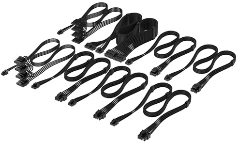 Corsair Kit Professionnel Câbles PSU à Gaines Individuelles Type 4 Elite Premium – Peignes à Câble Profil Bas, Conception Paracord à Maille Triple Couche, Compatible PSU's Type 4 – Noir