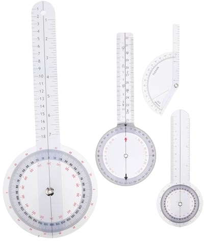 MAGICLULU Righello Goniometro Ortopedico in PVC Trasparente 4 Pezzi Set Multiangolo per Misurazione Precisa Dita Colonna Vertebrale e Articolazioni Impugnatura Ergonomica per Uso Medico