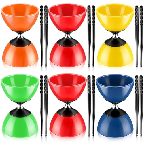 Shappy 6 Set Chinese Yoyo Diabolo Set, 4.7'', with Triple Bearing