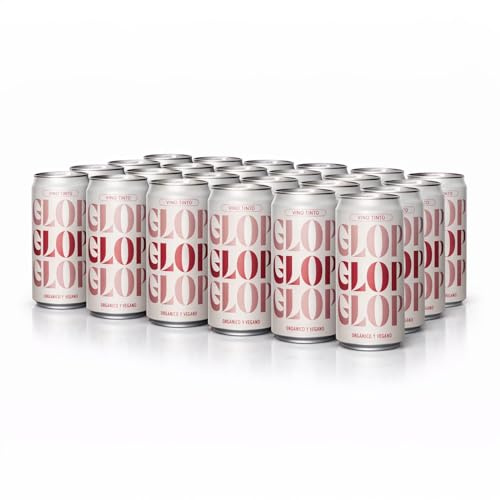 GLOP Vino Tinto Orgánico y Vegano Garnacha Tinta en Lata 250ml Pack 24 | Ecológico CCPAE | Afrutado y Suave | 13,5% Vol | Origen España
