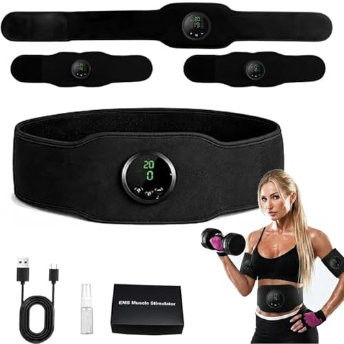 GUSHE 3 Stück Next Generation Ultra Muscle Stimulator,Muscle Fitness AB Belt,EMS Bauchtrainer,Elektrisch Bauchmuskeltrainer mit 12 Modi 19 Intensitäten,Wiederaufladbar EMS Gürtel für Männer & Frauen