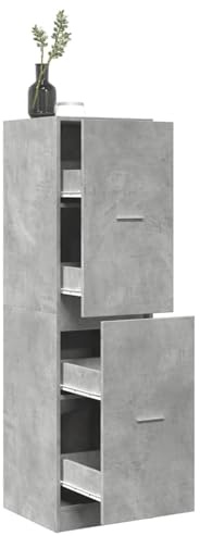 Fecpoo Apoteksskåp, träbaserade material 40 x 41 x 144,5 cm, i betonggrå med 4 lådor – utrymmesbesparande och stabilt för hem eller kontor