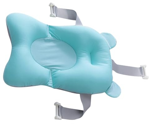 Tnfeeon Almohada de Baño para Bebés, Cojín de Baño de Algodón para Bebés con Hebilla de Seguridad de 3 Puntos, Flotabilidad de Espuma de Células Cerradas, Soporte de Antideslizante para Recién
