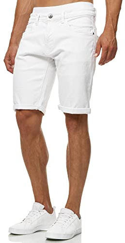 Indicode Hommes Caden Jeans Shorts | Pantalon Court en Jean à 5 Poches Offwhite M