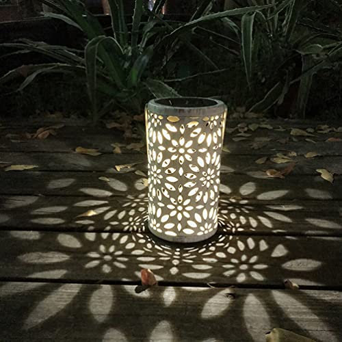 LEDMOMO Retro LED Solar Lights Cylindrical Chrysanthemum Pin Hanging Solar Light Bulb for Patio Courtyard Garden