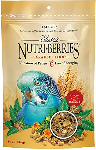 LAFEBER'S Classic Nutri-Berries Pet Bird Food, Made with Non-GMO and Human-Grade Ingredients, for Parakeets (Budgies), 10 oz