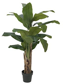 EUROPALMS Bananenbaum, Kunstpflanze, 120cm | Kräftige Bananenstaude mit Blättern aus hochwertigem PEVA