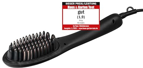 Prinz Haarglättbürste PZ-HGB1 – Glättbürste & Stylingbürste, 80–230°C (5°C Schritte), LCD-Display, keramikbeschichtete XL-Borsten, 360° Kabelgelenk, 28 W