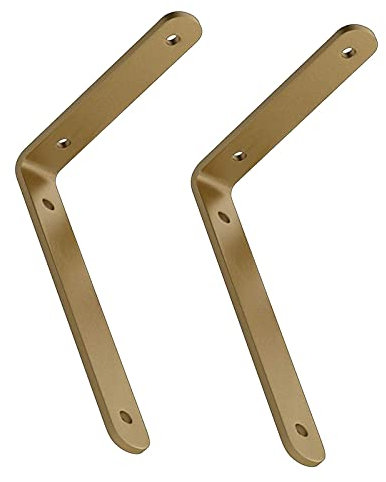Yanty L Form Regalhalterung,Halterung Metall(2 STK.) Wand Regalträger,Einteilige Biegeformung,Verdickende Schwimmende Regalhalterungen,Gold,20cm(7.9inch)