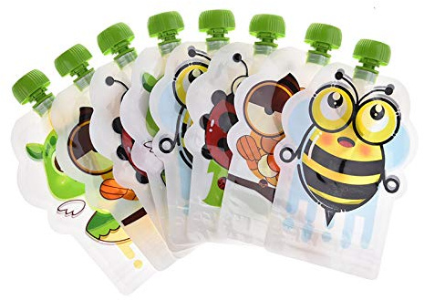 Wiederverwendbare Trinkflasche für Kinder, wiederverwendbar, für Kompotten und Püreen, Beutel für Babynahrung, Tasche für Smoothie, Lebensmitteltasche, BPA-frei, leicht zu befüllen und zu reinigen