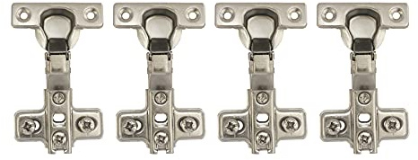 LIKERAINY 95 Grado Semi-solapado Bisagra 26mm sin Amortiguador Slide-on Tecnología Solapado Lateral Central Bisagras para Puertas de Mueble Armarios de Cocina 4 Pcs
