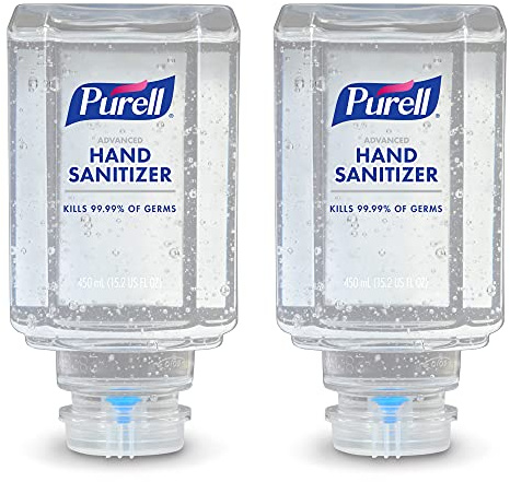 Purell Advanced Hand Sanitizer Gel ES1 Push-Style Hand Sanitizer Dispenser 450 mL Refill Bottle (Pack of 2) - 4450-06-EC2PK