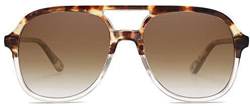 SOJOS Retro Polarized Aviator Sunglasses Womens Mens Tortoise&Clear/Brown