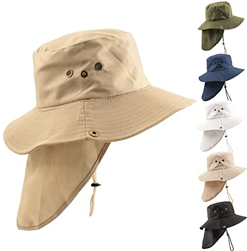 Carnavalife Cappello da Sole con Protezione per il Collo per Uomo Donna, Cappelli da Pescatore Traspiranti e Pieghevoli, Berretto con Paraorecchie per Campeggio e Escursionismo, Unisex, Taglia Unica