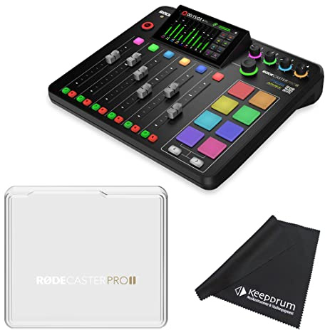 Rode Rodecaster Pro II Audio Production Studio + RodeCover 2 Abdeckung + keepdrum Mikrofasertuch