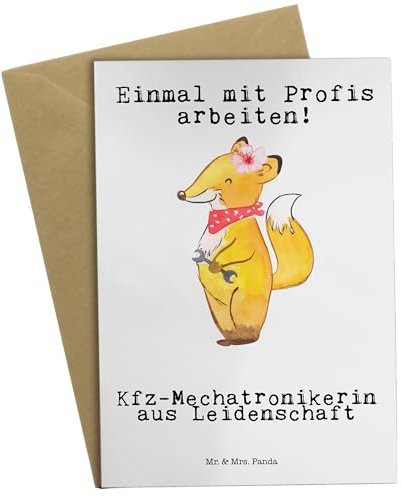 Mr. & Mrs. Panda Beileidskarte Kfz-Mechatronikerin Leidenschaft - Geschenk, Spruch, Gesellenprüfung, Ausbildung, einladungskarten, osterkarten, Lustig, weihnachtskarten, Grußkarten, glückwunschkarten