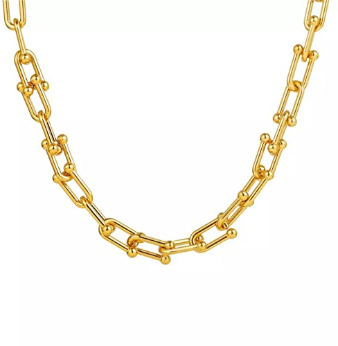 Collier Gothique U Forme Épaisse Chaîne Ras du Cou Colliers pour Femmes Hommes Mode Chaîne en Or Lien Chunky Colliers Bijoux Cadeau