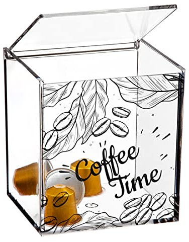 TIENDA EURASIA - Dispenser Porta Capsule in Metacrilato 10,5 x 12 x 13 cm, Scatola Con Coperchio per Caffè