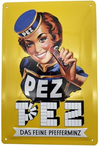 Cartel de chapa de 30 x 20 cm, diseño vintage retro PEZ – La fina menta DekoNo7