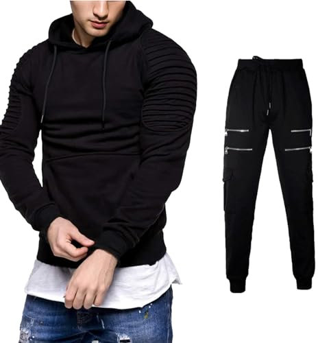 Duohropke Trainingsanzüge für Herren Sportanzug Langarm Zweiteiler Bequem und Atmungsaktiv Jogging-Hose Jogging-Anzug Workout Outfit Sport Set Leicht Sporthose für Männer Jungen