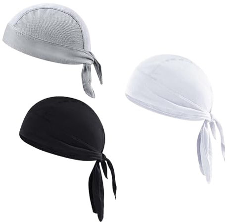 dinghaole Lot de 3 Bandanas pour Homme – Bandeau de Sport à séchage Rapide pour Cyclisme, Patinage et Course à Pied, Protection UV pour Le Sport, la randonnée, l'escalade, Noir, Gris, Gris foncé, M