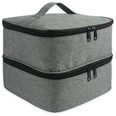 Estuche de Transporte para esmaltes de uñas, Bolsa de Almacenamiento de Doble Capa, Compatible con lámpara Secadora de uñas y 30 Botellas, Bolsa organizadora para Set de manicura. (Gris)