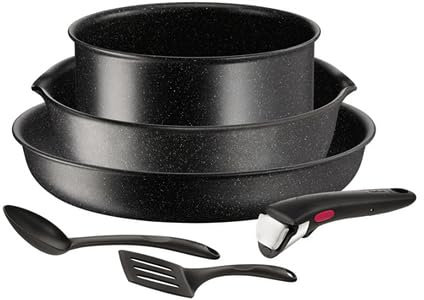 TEFAL INGENIO BLACK STONE SET 6 PIECES,POELE INDUCTION, revêtement antiadhésif, empilable, casserole, batterie cuisine