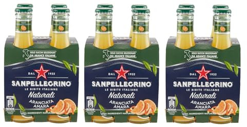 SanPellegrino 12er-Pack San Pellegrino Aranciata Amara Naturali Erfrischungsgetränk mit Bittere Orange Einweg-Glasflasche 20cl