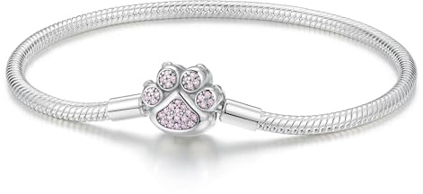 HappyStar Pulsera Serpiente Plata de Ley 925 Pulsera mujer,pulseras Bead Charm para mujer, pulsera de plata de ley con cierre Regalos para mujeres.