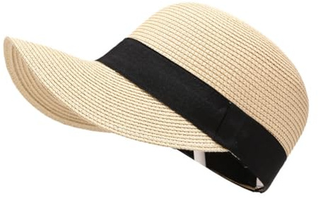 Aublinto Atmungsaktiv Strohkappen Stroh Sommerhut Lässiger Sonnenhüte Frauen Strohkappen UV Schutz Sommerhut Sommer Strandhut für Reisen, Urlaub und Outdoor-Aktivitäten