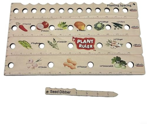 EpheyFIF Équipement de jardinage - Règle en bois pour plantes - Avec trous - Outils de jardinage - Mesure de l'espacement pour le potager