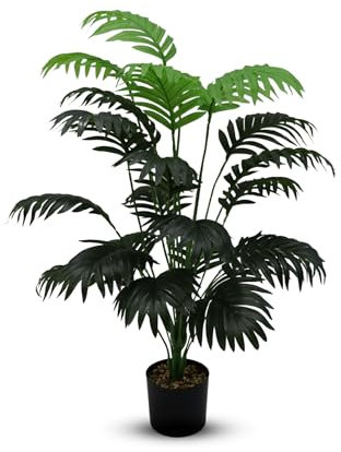 Generisch SKD Palmier artificiel 90 cm Plante artificielle palmier éventail Grand palmier artificiel arbre fougère comme vrai avec pot déco
