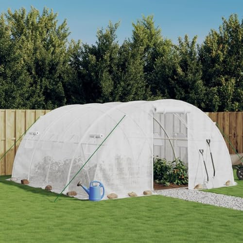 Chaduof Serre avec cadre en acier Blanc 16 m² 4 x 4 x 2 m Serre à tomates Serre Greenhouse Accessoires de jardin