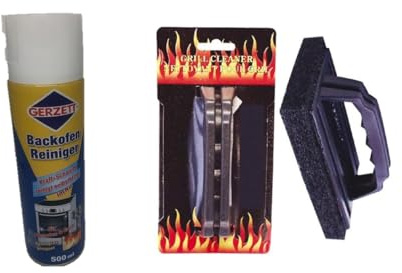 Grill Reinigungsschwamm mit Griff 15,5x9x2cm + Grill- und Backofenreiniger 500-ml Spray. Löst Eingebranntes und härteste Verkrustungen wirkungsvoll und schonend im gesamten Backofen