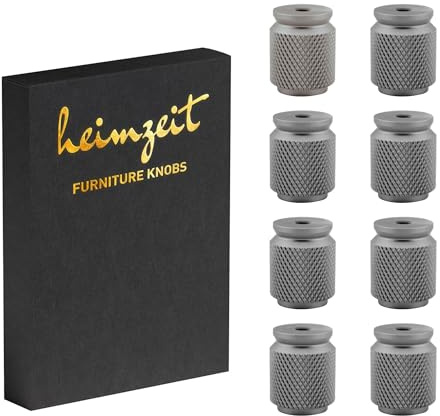 heimzeit Möbelknöpfe Core 8 Stück aus hochwertigem Aluminium in Grau | Schrankknöpfe Rund für Türen, Schubladen und Kommoden, Stilvolles Design, mit Einlochgriff und Schrauben