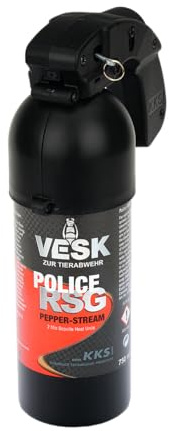 Pfefferspray VESK Police RSG 400ml mit Pistolengriff Profi Reizstoffsprühgerät Heimverteidigung KO-Spray Selbstverteidigung - verschiedenen Sprüharten - Extreme Reizstoffkonzentration