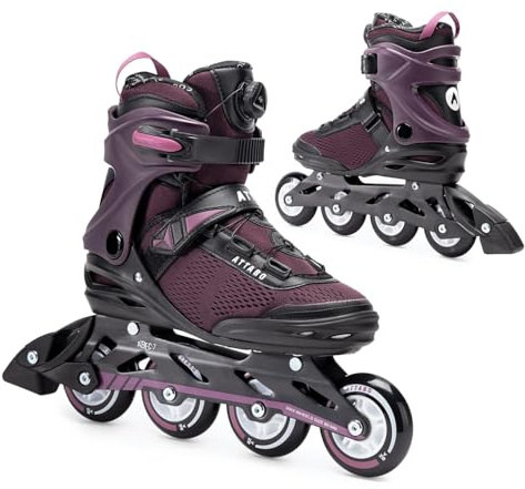 ATTABO OneFoot Damen Inline‑Skates – Aluminium‑Schiene, ABEC‑7 Lager, PU‑82A Räder, halbfeste Schale, Mikro‑Schnalle + Klettverschluss, belastbar 20–100 kg – Komfort & Präzision 36