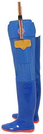 JCWGLY Wathose Watstiefel Für Herren Und Damen Zum Angeln Und Jagen Mit Taschen, Leichte wasserdichte Angelstiefel Hüftstiefel Aus PVC, rutschfeste Regenstiefel(45 EU)