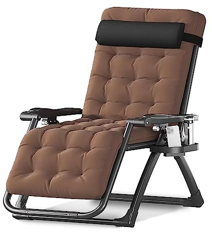 Extra breiter Zero-Gravity-Stuhl mit abnehmbarem Kissen und Tablett, zusammenklappbar, für drinnen und draußen, Terrasse, Chaiselongue