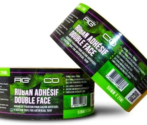 Lot de 2 Rubans Double Face 50 mm × 10 m pour Gazon synthétique : pour Une Fixation temporaire sur Supports durs, Propres et secs