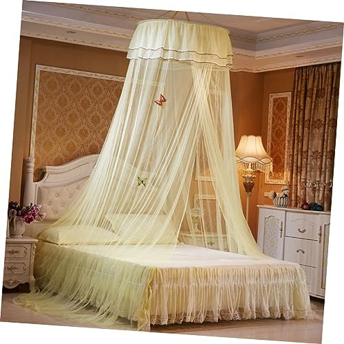 SHOWERORO Moskitonetz Für Babybett Leicht Und Robust Mit Großem Haken Für Aufhängen Netz Und Vorhang Kombiniert Passt Für Laufstall Stubenwagen Und Kleines Bett Gelb