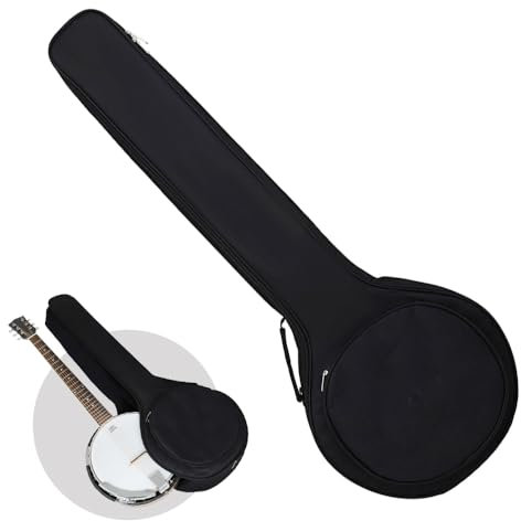 Smallan 5-String Banjo Aufbewahrungstasche, schwarz verdickte Oxford Banjo Tragetasche mit verstellbarem Riemen, Banjo Zubehör Banjo gepolsterte Gig Bag mit Zubehörtasche (schwarz)