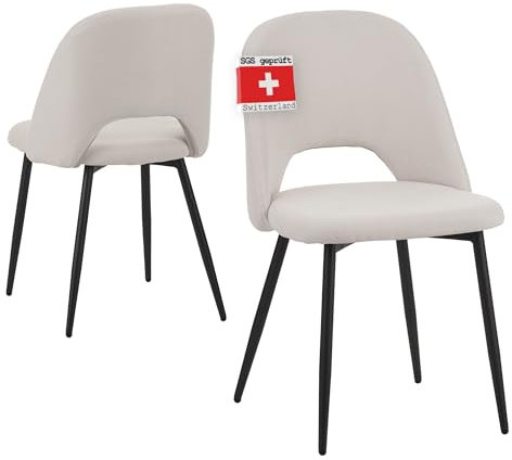 Albatros Esszimmerstühle mit Stoff-Bezug 2er Set Silvi,Beige - Stilvolles Vintage Design, belastbar mit 110Kg, SGS geprüfter Polsterstuhl - Moderner Küchenstuhl, Stuhl Esszimmer oder Esstisch Stuhl