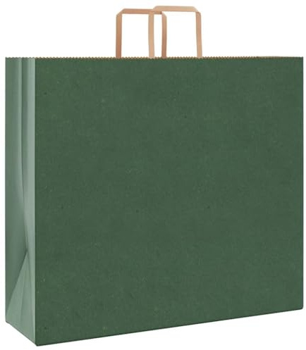 vidaXL Papiertragetaschen 250 Stk. mit Henkeln Grün 54x15x49 cm