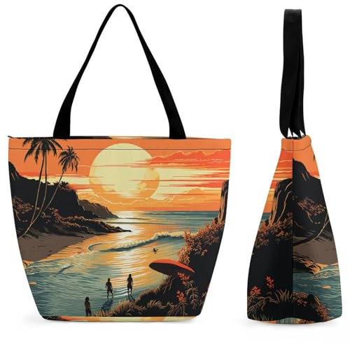 MNVTSKOP Tote Bag for Women Cute Handbags Original Poster for Endless Summer Reusable Grocery Bag with Zipper Shopping Bag Beach Bag Travel Bag Gym Bag for Mom Teachers Friends Bridesmaids