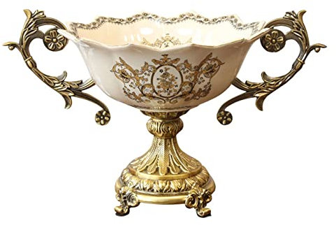 VDLLQYN, Assiette de Fruits secs en céramique binaurale avec piédestal Haut, Plateau de Rangement de Bonbons, Bols décoratifs, présentoir de Bureau, Plateau décoratif,Bols à Bonbons(Lime)