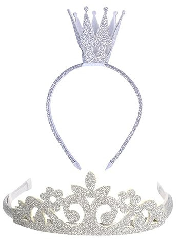 DEARMAMY 2stücke Junge Mädchen Glitzer Diadem Haarschmuck Geburtstagskrone Haarreif Für Mädchen Stabiles Und Leichtes Partyhaarbändchen Geeignet Für Kostüm Performance Und Fotorequisit