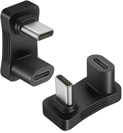 Lot de 2 adaptateurs USB C vers USB C à 180 °, connecteur coudé en forme de U avec charge rapide PD 100 W, transfert de données 10 Gbps, sortie vidéo 4K @ 60 Hz pour Steam Deck, Switch, MacBook