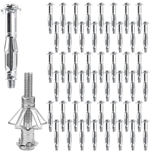 LDXDRU 40 tacos de metal para cavidades huecas, M8 x 65 mm, tuercas de expansión, tacos de expansión perfectos con paredes huecas, placas de yeso, madera contrachapada, juego de montaje